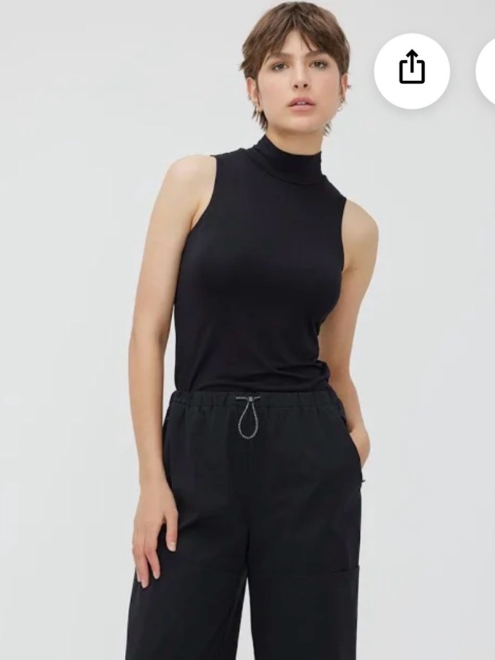 Kit N Ace Charlotte Sleeveless Mock Neck Tank Top in Black